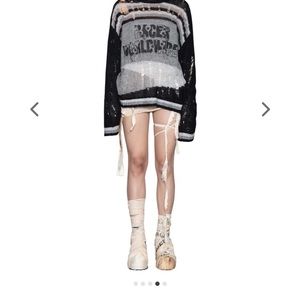 Racer Worldwide Black Distressed Knit Sweater.